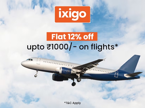Flat 12% off upto ₹1000 on flight booking!