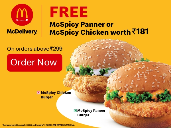 Get Free McSpicy Chicken or McSpicy Paneer worth INR 181 on purchase of ...