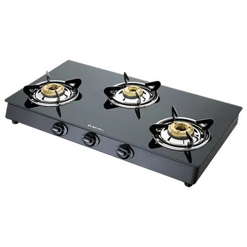 BAJAJ 3 BURNER GLASS TOP POWDER COATED FRAME GAS STOVE 3BR GP6