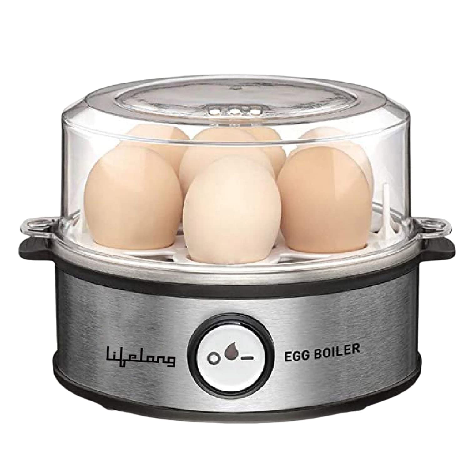 Lifelong Egg Boiler 360-Watt (Transparent and Silver Grey), Boil 7 eggs