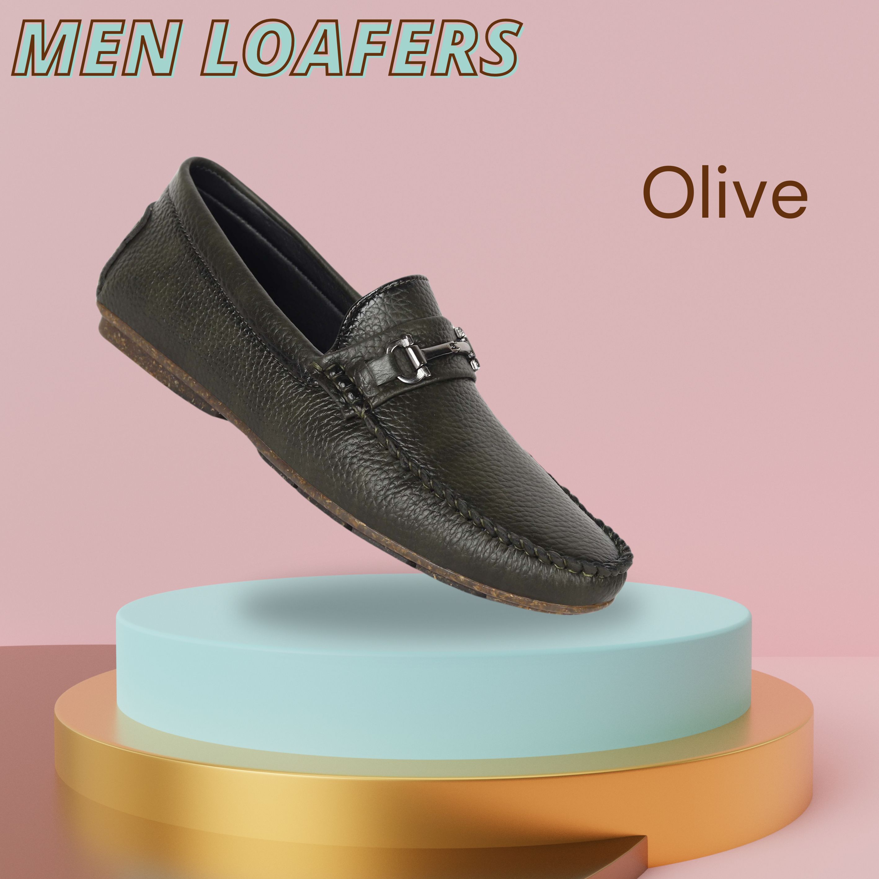 Kavsun Corc Style Trendy Loafers For Men Olive (KV2101)