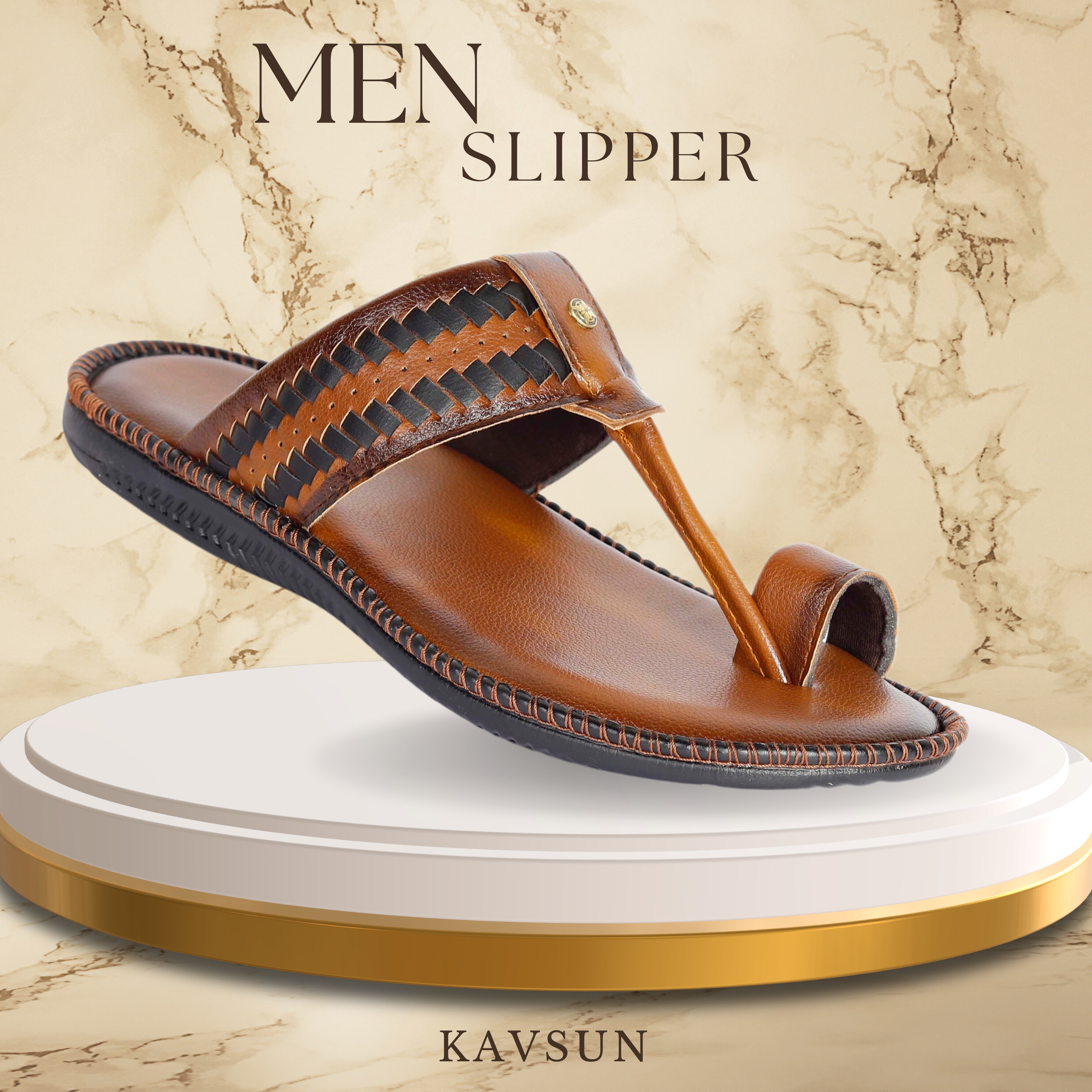 Kavsun Premium Slippers Criss Cross Tan