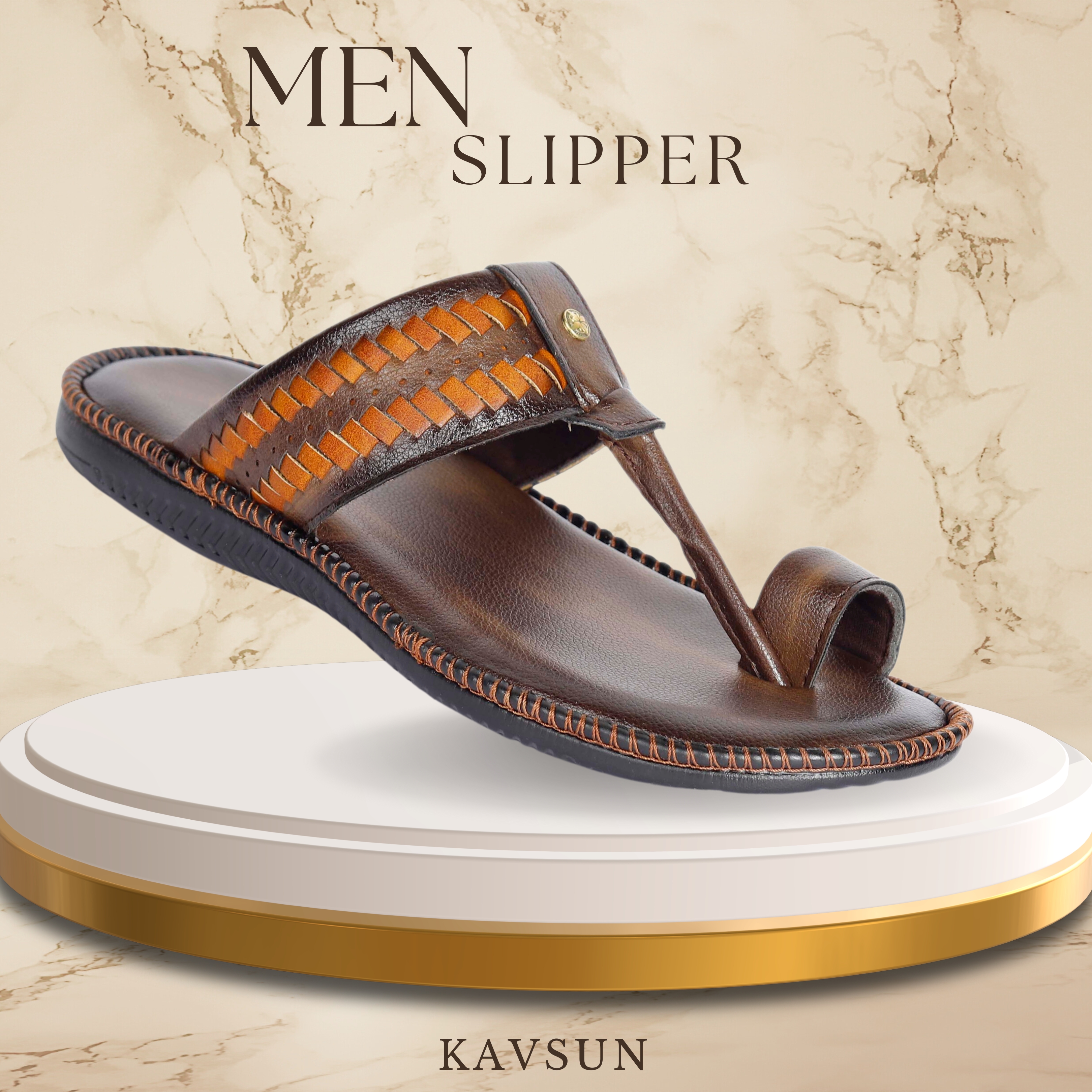 Kavsun Premium Slippers Criss Cross Brown