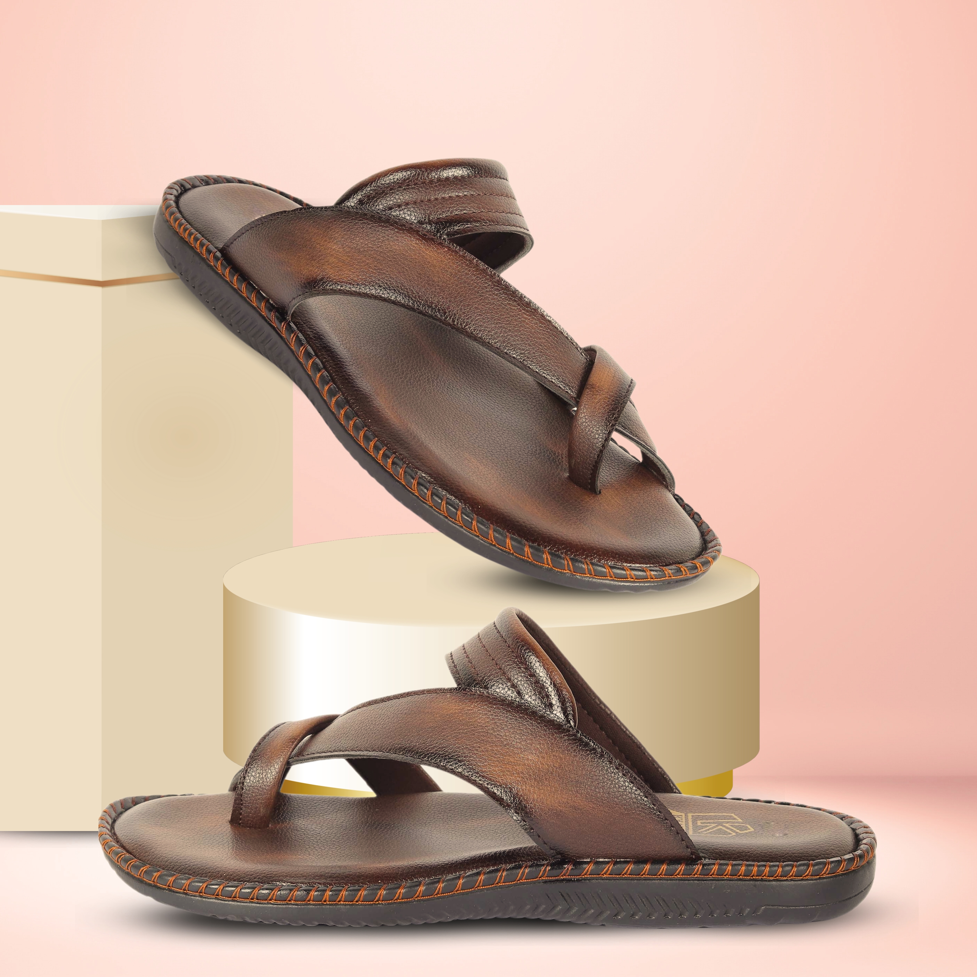 Kavsun Premium Slippers For Men Brown PU (KV3007)