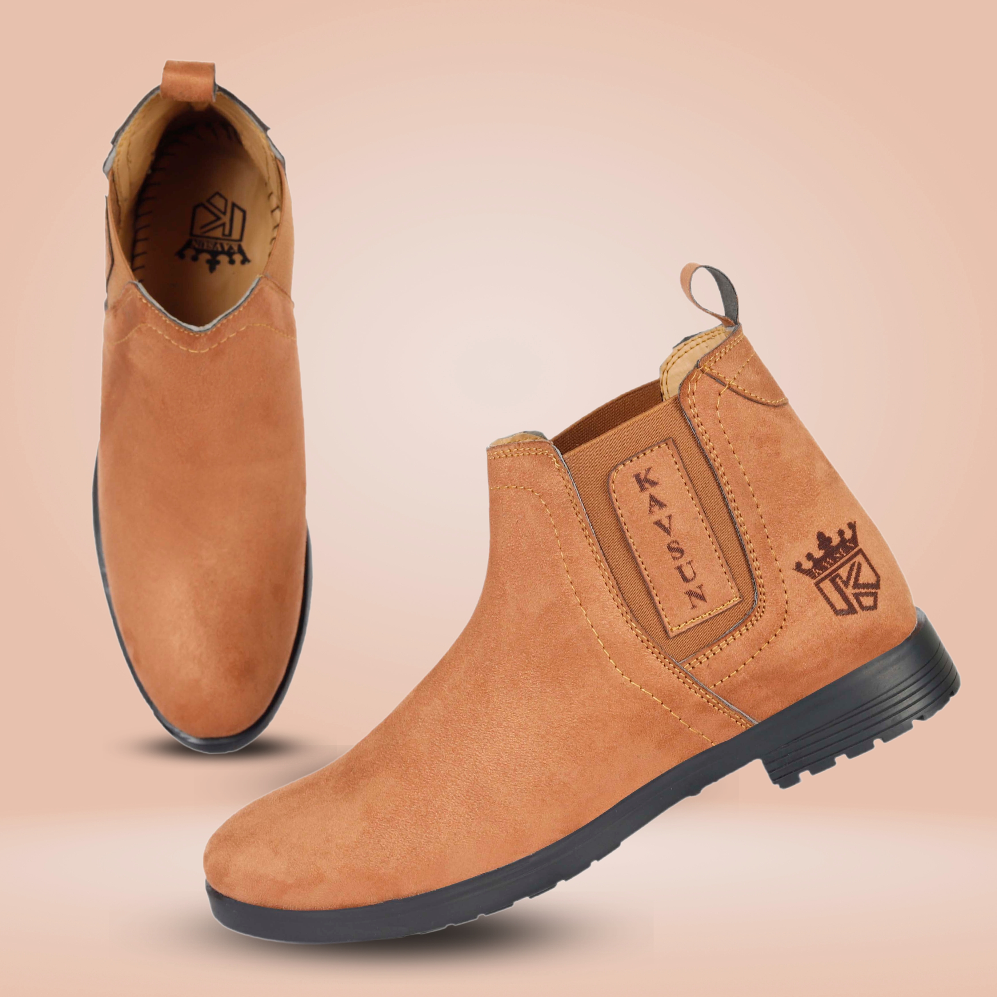 Kavsun Chelsea Suede Ankle Boot For Men Tan