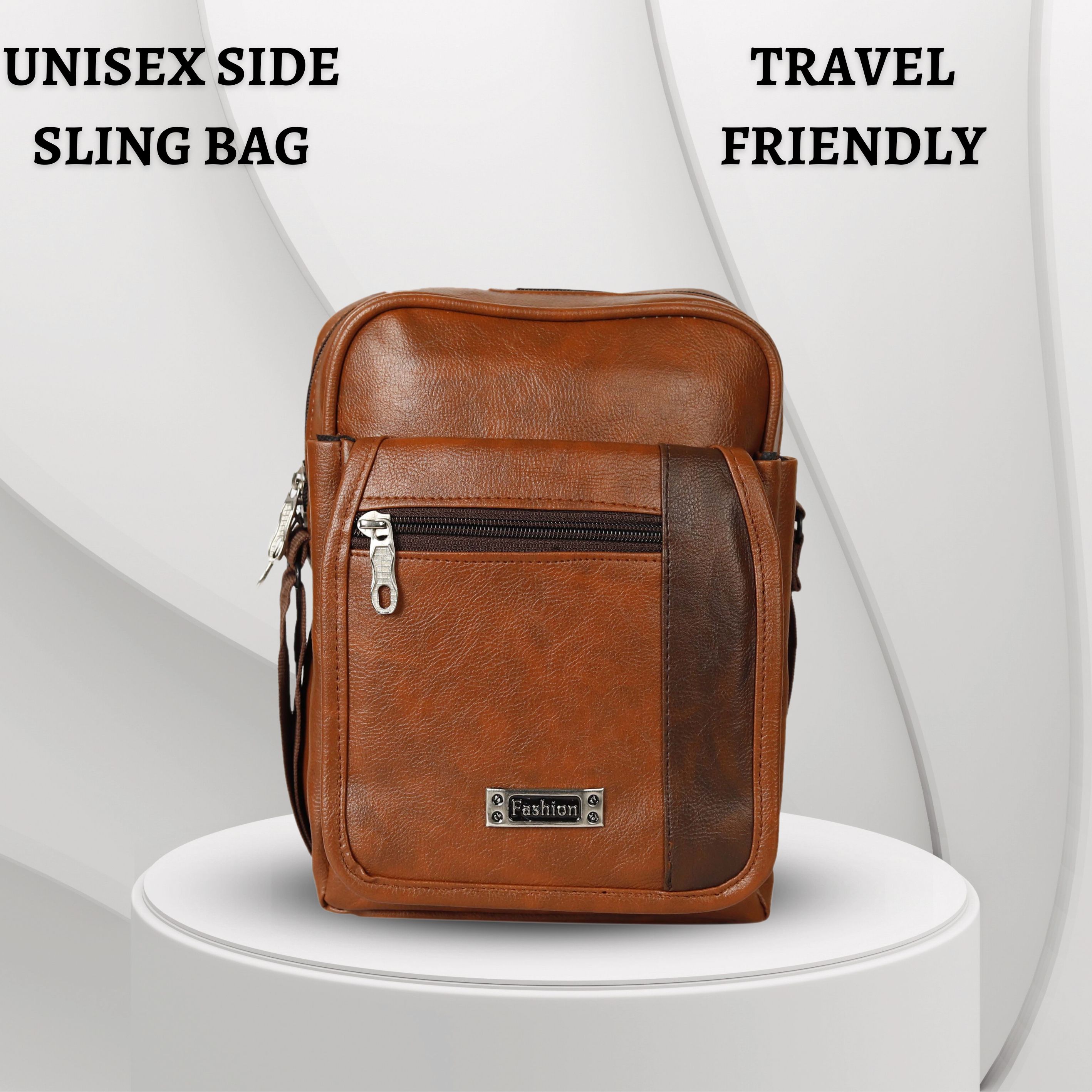 KAVSUN Tan Unisex Travel Sling Bag (KVBAG-001)