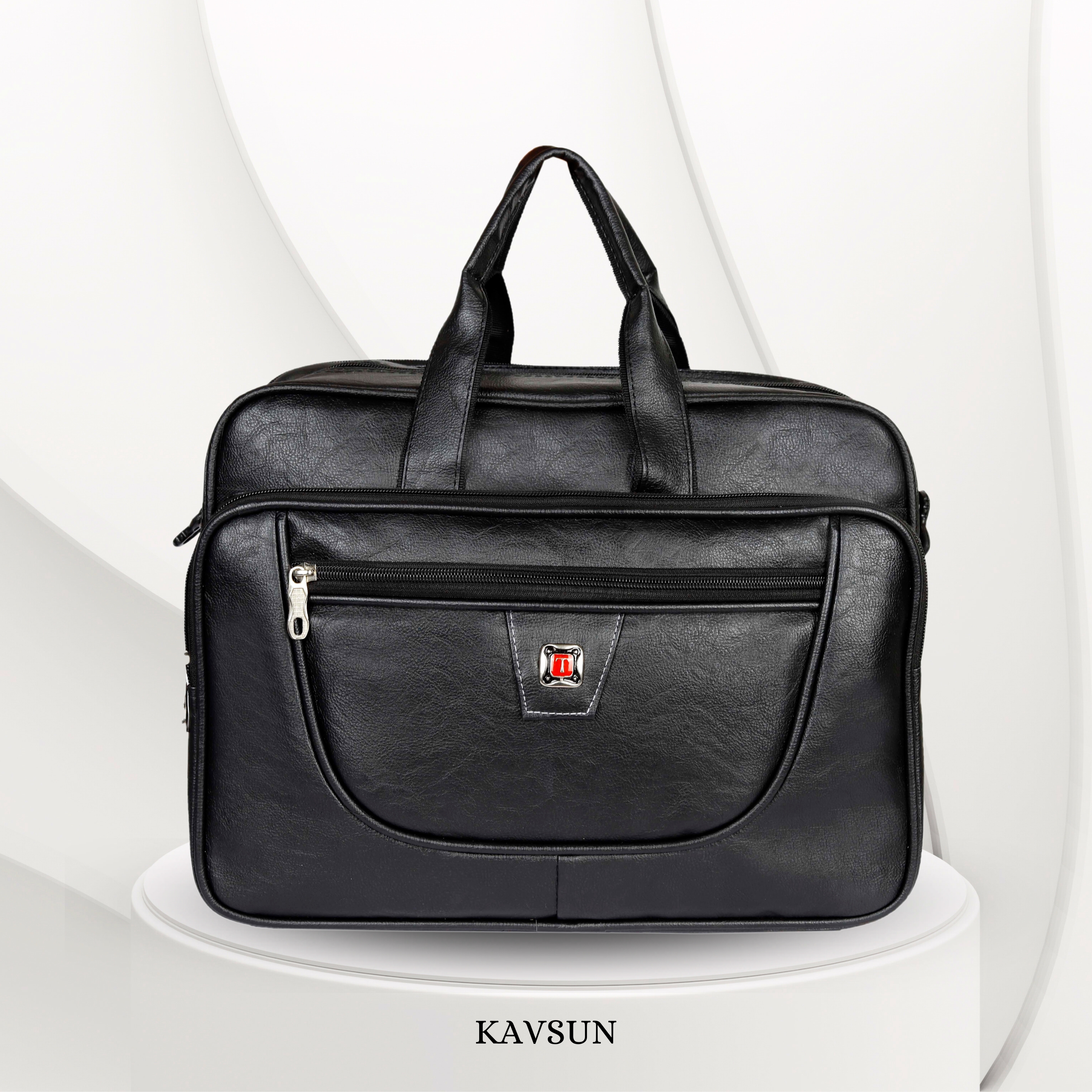 KAVSUN Black Laptop Bag With Two Big Compartment