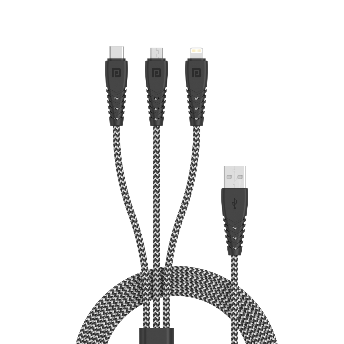 Portronics: Konnect Spydr 31 - 3 In 1 Cable, Zebra,(POR 1629)