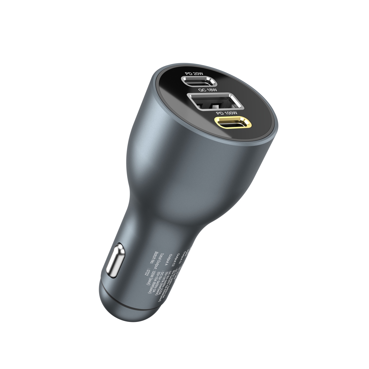 Portronics Car Power 120 - Car Charger with triple charging Port,Grey (POR 1676)