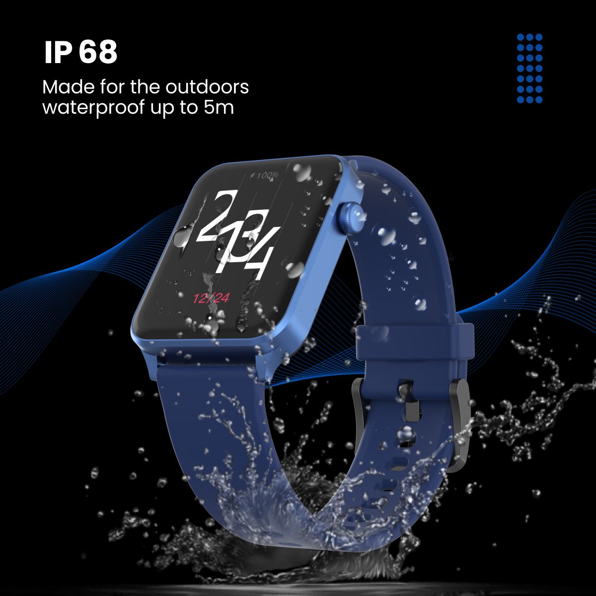 Portronics Kronos Gamma Bluetooth Calling Smartwatch 1.69 HD Display Smartwatch  (Blue Strap, Free Size)(POR 1689)