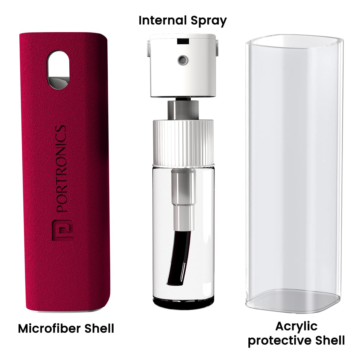 Portronics(POR 1898)Swipe 2 Screen Cleaner & Duster with Refillable Spray Bottle, Plush Micro Fiber