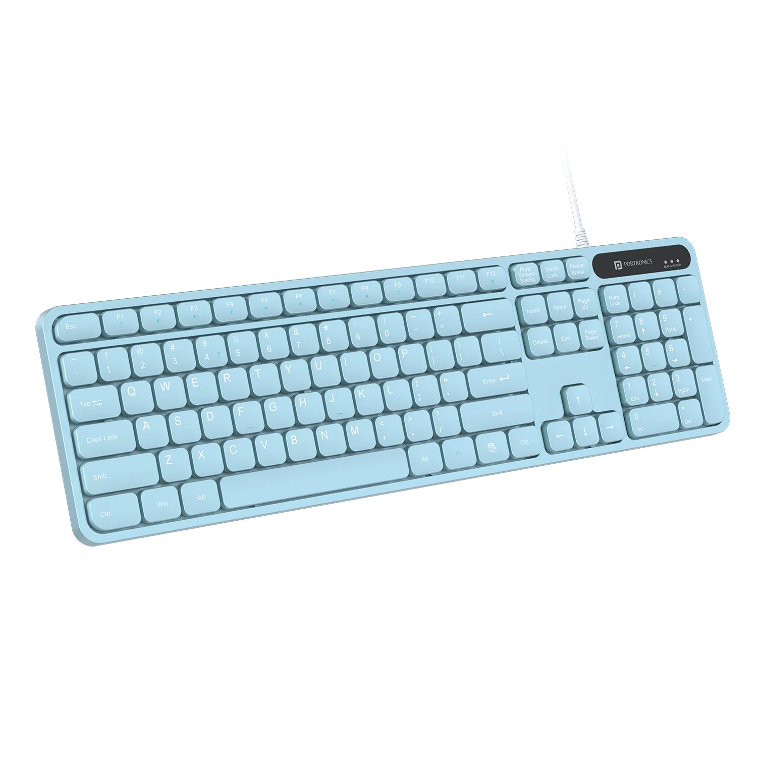 Portronics(POR 2418)Ki-Pad 3 USB Wired Keyboard with Large Keycaps,Noise-Free Typing,Fn Multimedia Hotkeys, Full-size Layout wit