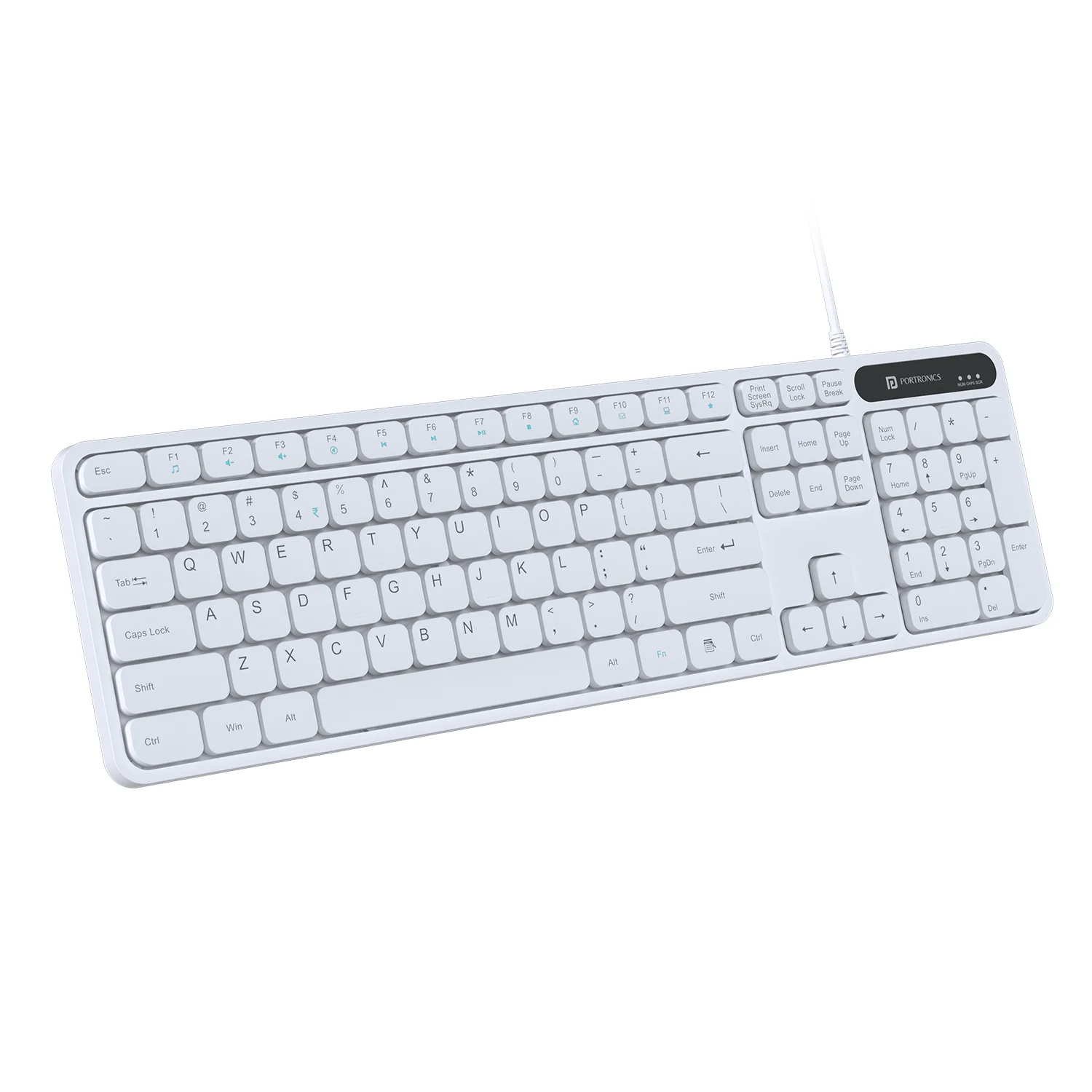 Portronics(POR 2419)Ki-Pad 3 USB Wired Keyboard with Large Keycaps,Noise-Free Typing,Fn Multimedia Hotkeys, Full-size Layout wit