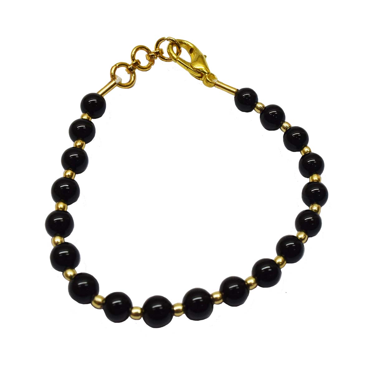 Real Black Onyx & Gold Plated Beads Bracelet  SB66