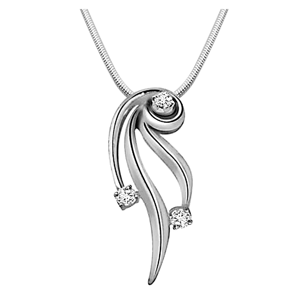 Natures Divine Glory - Diamond & Silver Pendant with Silver Finished Chain