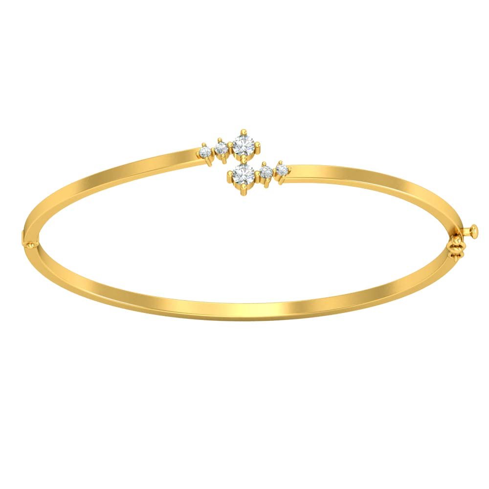 Real Diamond & Yellow Gold Plated 925 Solid Sterling Silver Bracelet for Your Love