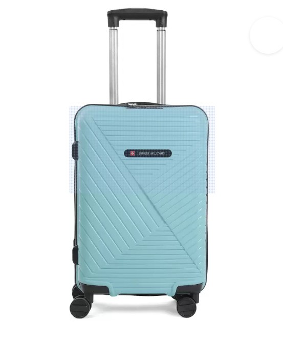 Swiss Military Small Cabin Suitcase (55 cm) 4 Wheels - Zurich Hardtop Trolley Bag - Blue