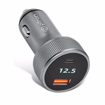 pTron Bullet Ultima Mini 65W Car Charger with Dual Output, Fast Charging (Type-C PD 45W & 20W USB QC