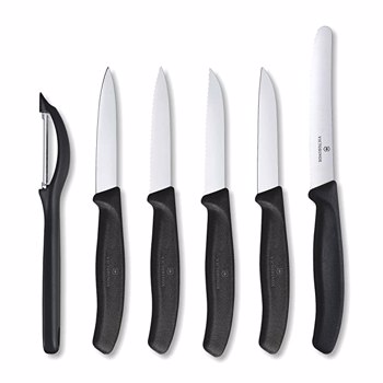 Swiss Classic Paring Knife Set 6 Pieces Black