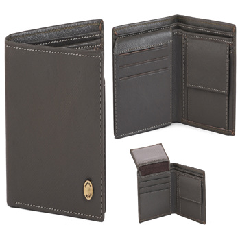 D&D Bi Fold Slim & Light Weight Grey Leather Men Wallet (8050)