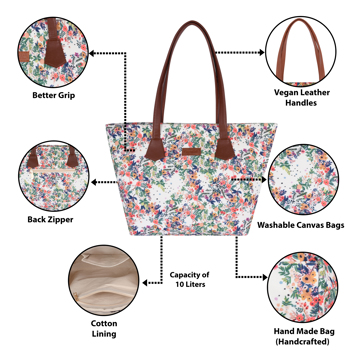 Chipmank Fancy Designer Large Canvas Tote Bag (Garden Print)
