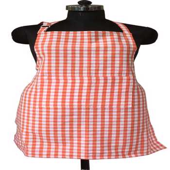 Lushhome Gingham Check Apron With Pocket And Adjustable Buckle Orange  (AA-COAPYN_1006)