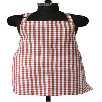 Lushhome Gingham Check Apron With Pocket And Adjustable Buckle Marron  (AA-COAPYN_1010)