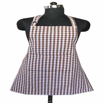 Lushhome Gingham Check Apron With Pocket And Adjustable Buckle Brown   (AA-COAPYN_1011)