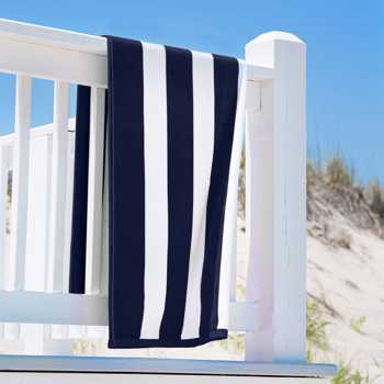 Lushhome Striped Terry Bath Towel With Silky Border On 2 Sides (Single Pc)  Blue