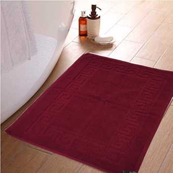 Lushhome Rc Terry Bathmat With Border On 4 Sides (Single Pc)  Maroon