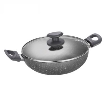 Alda Non Stick Marbello Wok With Glass Lid 28 Cm, 4.3 Ltr