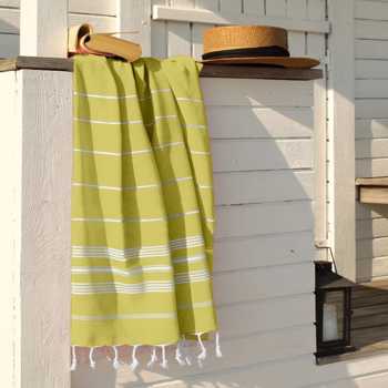 Lushhome Fouta Bath Towel With Fringes On 2 Sides (Single Pc)  L Yellow