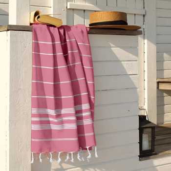 Lushhome Fouta Bath Towel With Fringes On 2 Sides (Single Pc)  Rose