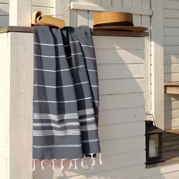 Lushhome Fouta Bath Towel With Fringes On 2 Sides (Single Pc)  N Blue