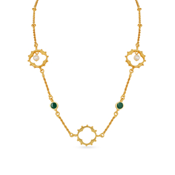 Qstreet Enamel  Pearls Necklace