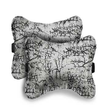 Lushhome Printed Raised Sweed Car Set Neck Pillow Light Grey Pack Of 2