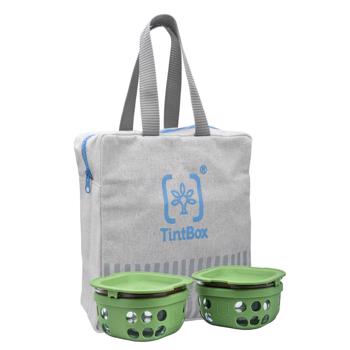 Tintbox Borosilicate Glass Lunch Box-Set Of 2- With Canvas Carry Bag-Forest Green
