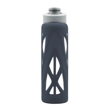 Tintbox Borosilicate Glass Water Bottle With Silicone Sleeve, Lightning Grey