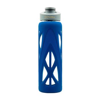 Tintbox Borosilicate Glass Water Bottle With Silicone Sleeve, Power Blue