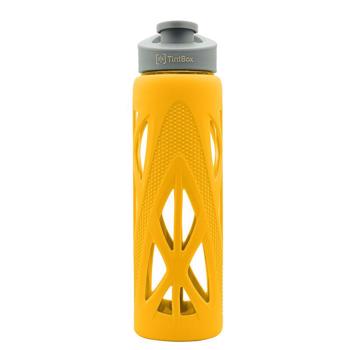 Tintbox Borosilicate Glass Water Bottle With Silicone Sleeve, Pulse Yellow