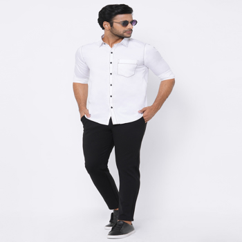 15 Buttons  White Outline Casual Shirt
