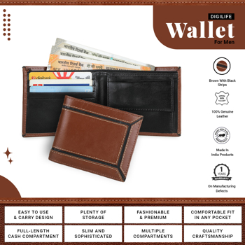 Digilife Walnut Brown Genuine Leather Wallet For Men