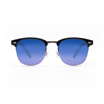 Z-Zoom Clubmaster Unisex Blue Mirrored SunglassesBlack