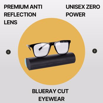 BM Optical Blue Ray Cut Unisex Zero Power Spectacles (BLR01)