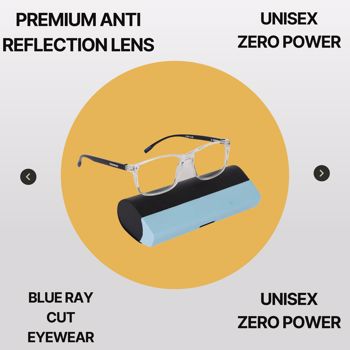 BM Optical Transparent Unisex Blue Ray Cut Spectacles Zero Power - (BLR05)