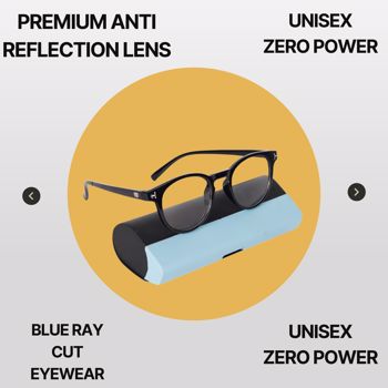 BM Optical Unisex Round Oval Blue Ray Cut Spectacles Zero Power - (BLR09)
