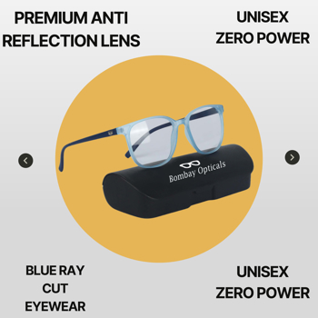 BM Optical Blueraycut Unisex Zero Power Spectacles-Royal Blue (BLR14)