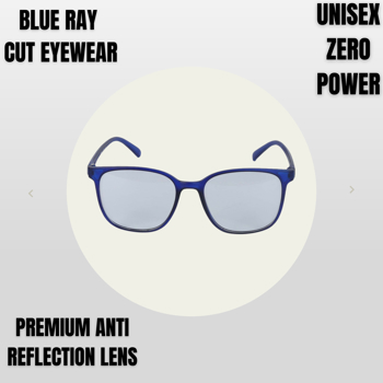 BM Optical Blueraycut Unisex Zero Power Spectacles-Blue