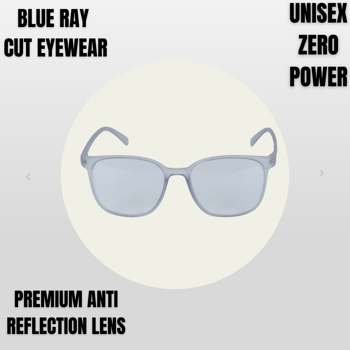 BM Optical Blueraycut Unisex Zero Power Spectacles-Grey