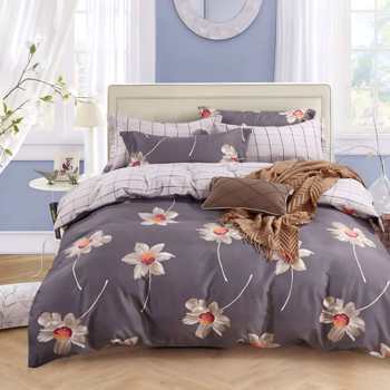 Double-Bed bedsheet with 2 pillow cover (Grey)